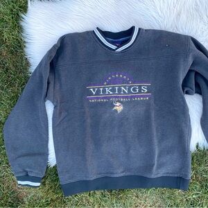Pro Player 90s Men's Gray Vikings Crewneck Sweater Sweatshirt Medium